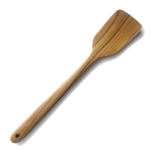 faay 18" teak long wooden spatula, heavy duty stir paddle for cooking in big pot, canning, handcrafted from high moist resistance teak, wooden spoon flat for brewing, grill, mixing, stirring, decor