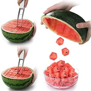 Watermelon Slicer Choxila,Stainless Steel Watermelon Cutter Cool Watermelon Knife Fun Watermelon Cutting Tool with 2PCS Forks