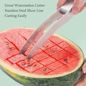 Watermelon Slicer Choxila,Stainless Steel Watermelon Cutter Cool Watermelon Knife Fun Watermelon Cutting Tool with 2PCS Forks