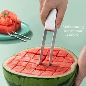 Watermelon Slicer Choxila,Stainless Steel Watermelon Cutter Cool Watermelon Knife Fun Watermelon Cutting Tool with 2PCS Forks