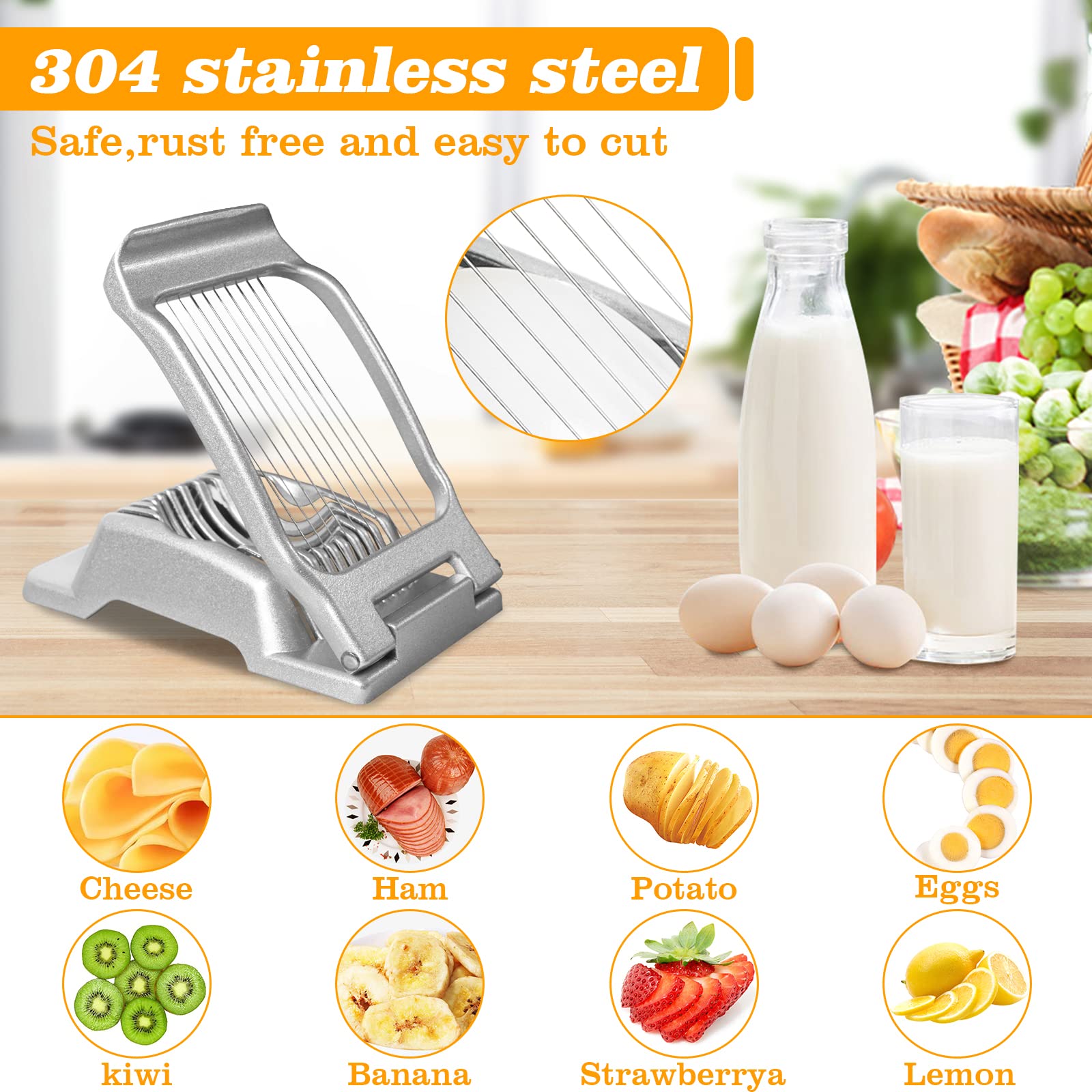 Egg Slicer,Egg Slicer for Hard Boiled Eggs Heavy Duty Strawberry Cutter - Egg Slicer for Hard Boiled Eggs Tomato Slicer Tool Mushroom Slicer Fruit Slicer Cutter