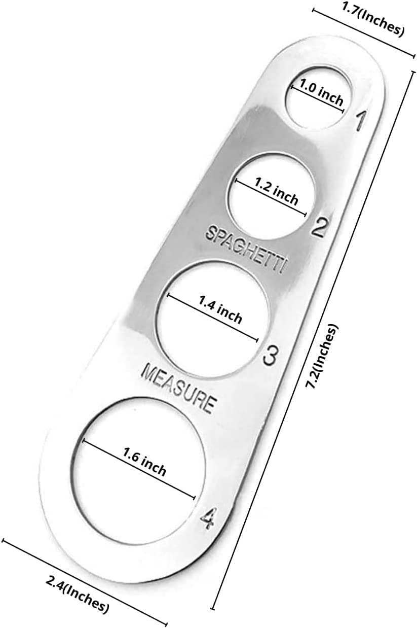 Pack of 2 Stainless Steel Spaghetti Pasta Measuring Tool with 4 Serving Portion to Properly Measure Spaghetti- Salesdude Kitchen Gadgets, Silver, 7-1/4 inches, c-30