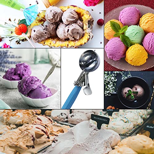 1 Pcs Stainless Steel Ice Cream Scoop Set Dishers Scoops Cookie Scoop Set Food Scoop, Blue Handle (2.48 Inch)