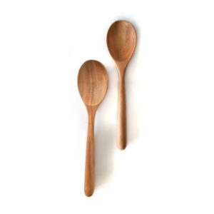 wooden spoons for cooking, wood spoon set of 2, kitchen serving ladle scoop utensil, heat resistant nonstick cookware server spoon,stirring food, mixing salad, easy to use