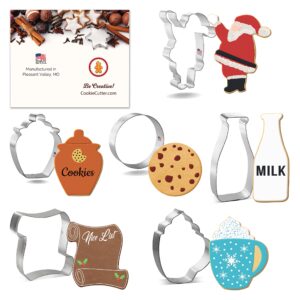 foose cookie cutters 6-piece christmas santa cookie cutter set with recipe card, made in usa