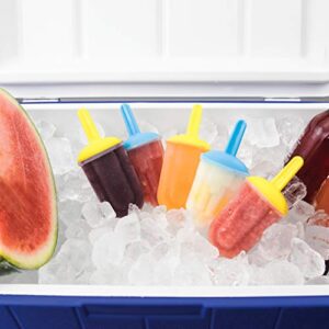 Tovolo Classic Molds with Sticks Ice Maker BPA Free Food Dishwasher Safe for Homemade Juice Popsicles Set of 5 Pops with Stand, Sun Ray