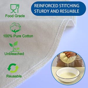 6 Pack 16"x16" Nut Milk Bag for Straining, 100% Unbleached Cotton Cloth, Reusable Cheesecloth, Strainer for Almond/Oat/Soy Milk, Cold Brew Coffee, Filter Bag for Cheese/Yogurt/Juice/Wine/Soup/Herbs