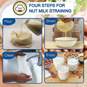 6 Pack 16"x16" Nut Milk Bag for Straining, 100% Unbleached Cotton Cloth, Reusable Cheesecloth, Strainer for Almond/Oat/Soy Milk, Cold Brew Coffee, Filter Bag for Cheese/Yogurt/Juice/Wine/Soup/Herbs