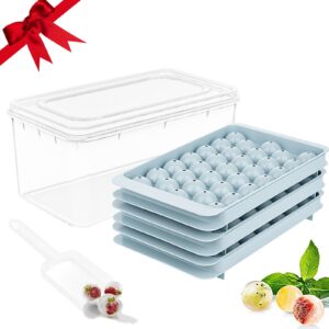 ysbywsyr round ice cube trays, upgraded ice trays for freezer with lid and bin, small circle ice cube mold tray making 99pcs x 1.0in sphere ice chilling cocktail whiskey (3 trays 1 ice bin & scoop)