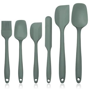 jliup silicone spatula set of 6, rubber spatulas silicone food grade, kitchen utensils set heat resistant nonstick easy to clean dishwasher safe for baking,cooking,mixing (green)