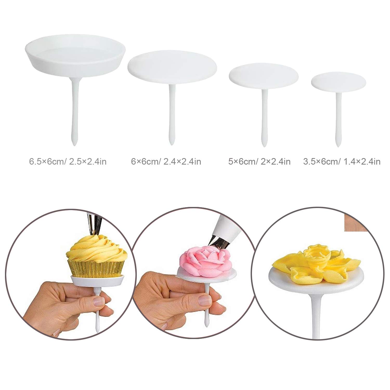 12 PCS Cake Decorating Supplies, Woohome 8 PCS 2 Style Cake Flower Nail, 2 PCS Flower Lifters and 1 PCS Wood Flower Nails Holder, 1 PCS Cake Icing Dispensers for Icing Flowers Decoration