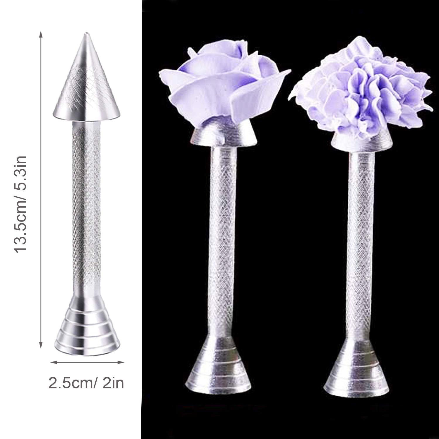 12 PCS Cake Decorating Supplies, Woohome 8 PCS 2 Style Cake Flower Nail, 2 PCS Flower Lifters and 1 PCS Wood Flower Nails Holder, 1 PCS Cake Icing Dispensers for Icing Flowers Decoration