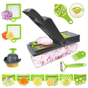 teefity vegetable chopper, multifunctional chopper vegetable cutter with 7 interchangeable blades, mandoline onion dicer for kitchen, veggie chopper food slicer with container and drain basket