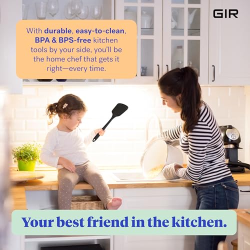 GIR: Get It Right - Premium Ultimate Silicone Spatula Turner - 12.6" x 3.0"x 0.7"- Seamless One Piece Design, Nonstick & Heat Resistant, Rubber Spatula, Baking & Cooking, BPA-Free - Black