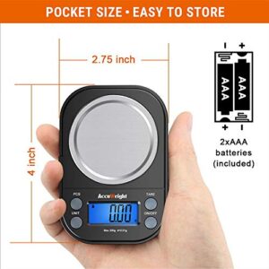AccuWeight Gram Scale with 1000g/0.1g High Precision Mini Coffee Scale for Weed Jewelry Scale with 6 Units, Tare, Calibration PCS Function and Backlit