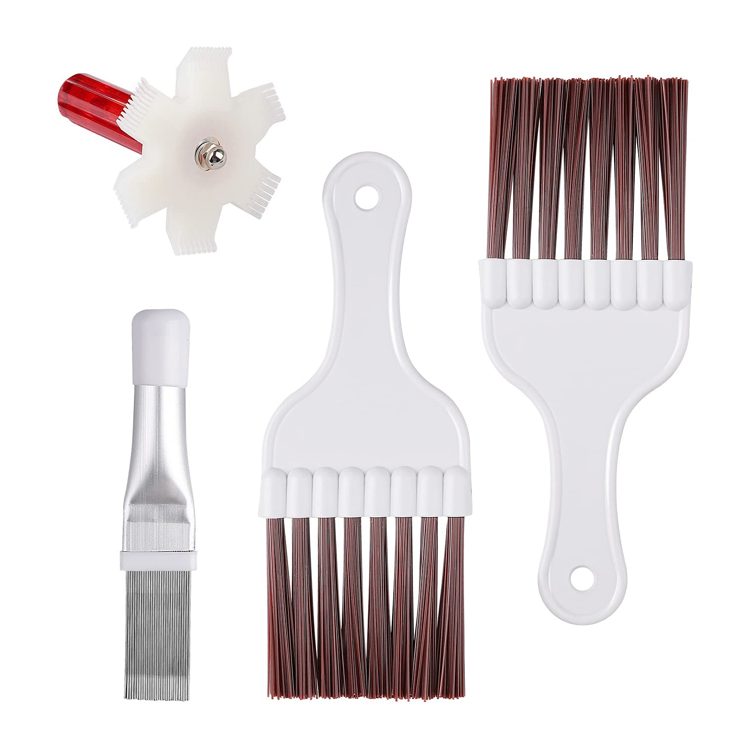 4 Pcs Air Conditioner Condenser Fin Cleaning Brush, Coil Condenser Brush AC Fin Comb Stainless Steel Air Refrigerator Fin Cleaner Whisk Brush, Evaporator Radiator Repair Tool