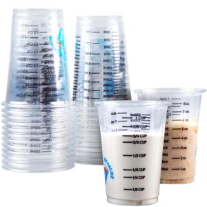 clever measure disposable mixing cups pack of 25 8oz graduated clear plastic measuring cups multipurpose mixing resin epoxy paint stain art supplies cooking & baking calibrated measurements in ml & oz