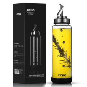 glass olive oil dispenser bottle shatterproof and leakproof with stainless steel spouts high temperature resistant 17oz cooking oil and vinegar cruet dispenser
