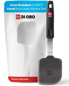 di oro silicone turner spatula - kitchen spatulas for nonstick cookware - flexible & thin cooking turner for flipping pancakes & eggs - 600°f high heat-resistant & bpa free - dishwasher safe (black)