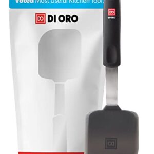 DI ORO Silicone Turner Spatula - Kitchen Spatulas for Nonstick Cookware - Flexible & Thin Cooking Turner for Flipping Pancakes & Eggs - 600°F High Heat-Resistant & BPA Free - Dishwasher Safe (Black)