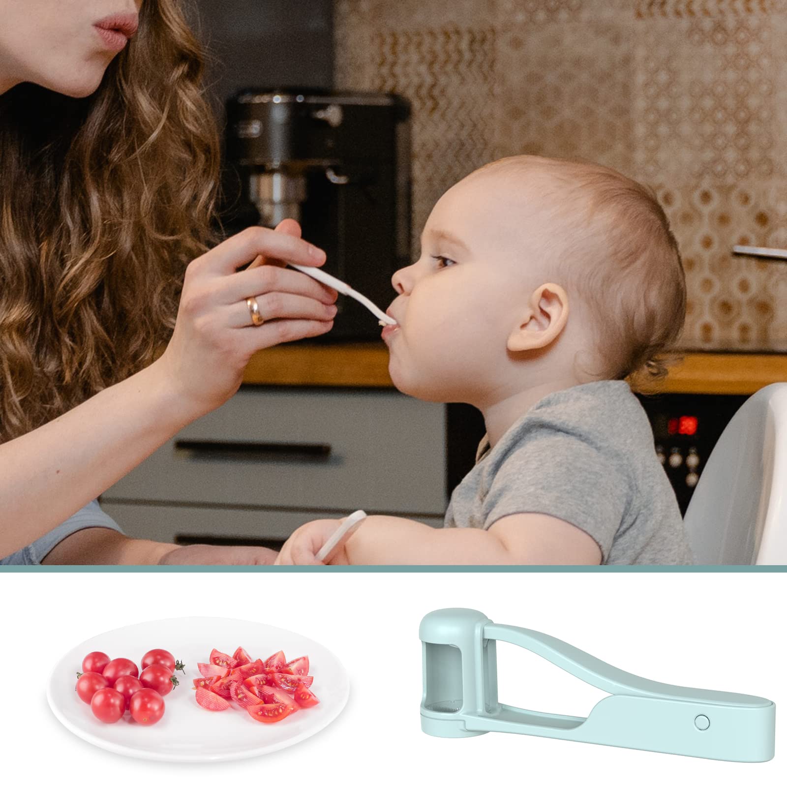 Luvan Grape Cutter for Toddlers, Grape Slicer for Baby, Grape Tomato Cherry Strawberry Cutter Tools Into 4 Pieces for Vegetable Fruit Salad, Stainless Steel Quarter Grape Slicer Kitchen Gadget