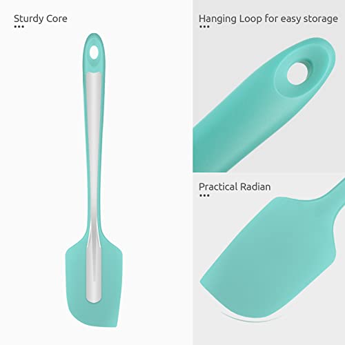 Heat Resistant Silicone Large Spatula: U-Taste 600ºF High Heat Flexible 11.38in Silicon Mixing Stirring Cooking Scraping Baking Bowl Scraper Seamless Spreader for Kitchen Nonstick Cookware (Aqua Sky)