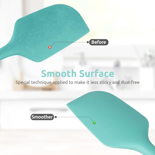 Heat Resistant Silicone Large Spatula: U-Taste 600ºF High Heat Flexible 11.38in Silicon Mixing Stirring Cooking Scraping Baking Bowl Scraper Seamless Spreader for Kitchen Nonstick Cookware (Aqua Sky)