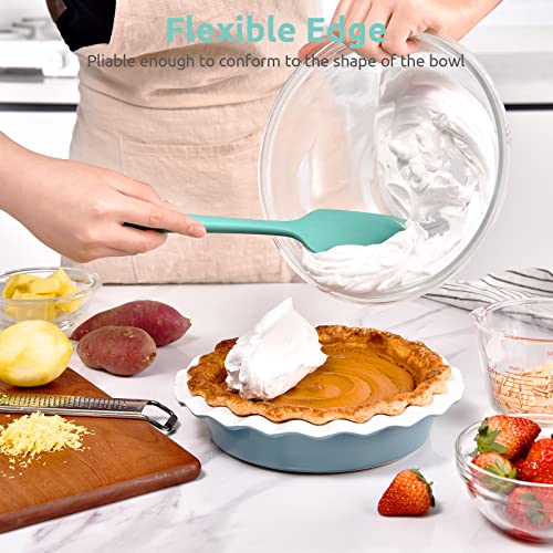 Heat Resistant Silicone Large Spatula: U-Taste 600ºF High Heat Flexible 11.38in Silicon Mixing Stirring Cooking Scraping Baking Bowl Scraper Seamless Spreader for Kitchen Nonstick Cookware (Aqua Sky)