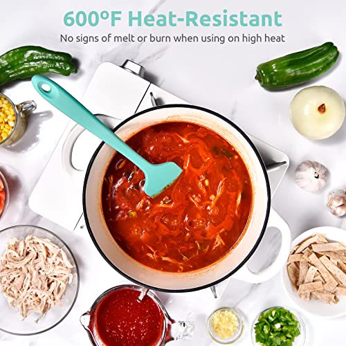 Heat Resistant Silicone Large Spatula: U-Taste 600ºF High Heat Flexible 11.38in Silicon Mixing Stirring Cooking Scraping Baking Bowl Scraper Seamless Spreader for Kitchen Nonstick Cookware (Aqua Sky)