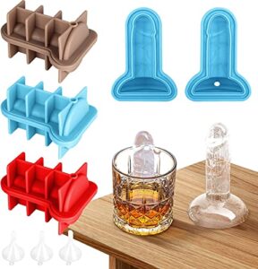 tcamp 3 pack prank silicone ice cube trays for bachelorette party, funny ice cube molds for chilling cocktails whiskey tea drinks, christmas gifts (coffee, red, blue)