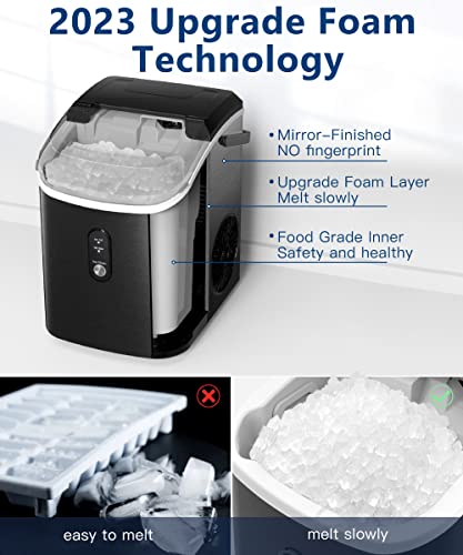 Kndko Nugget Ice Maker Countertop,10,000pcs/33lbs/Day,Pebble Ice Maker with Self-Cleaning,Crushed Ice Makers for Home Kitchen Bar Party