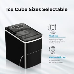 Ice Makers Countertop, Self-Cleaning Function, Portable Electric Ice Cube Maker Machine, 9 Pellet Ice Ready in 6 Mins, 26lbs 24Hrs with Ice Bags and Scoop Basket for Home Bar Camping RV(Black)