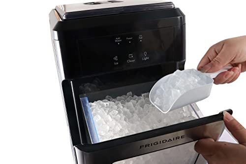 Frigidaire EFIC237 Countertop Crunchy Chewable Nugget Ice Maker, 44lbs per day, Auto Self Cleaning, Black Stainless