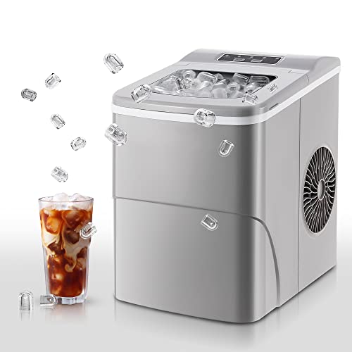 Electactic Ice Maker, Commercial Ice Machine,100Lbs/Day, Stainless Steel Ice Machine with 30 Lbs Capacity, Ideal for Restaurant, Bars, Home and Offices, Includes Scoop