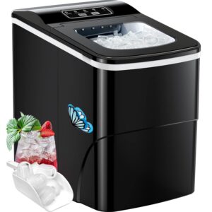 ice makers countertop - silonn portable ice maker machine for countertop, make 26 lbs ice in 24 hrs, 2 sizes of bullet-shaped ice with ice scoop and basket, black