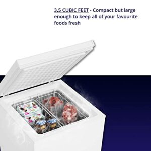 Northair Chest Freezer - 3.5 Cu Ft with 2 Removable Baskets - Reach In Freezer Chest - Quiet Compact Freezer - 7 Temperature Settings - White