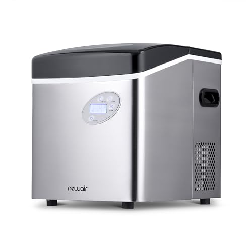 Newair Portable Ice Maker 50 lb. Daily, 12 Cubes in Under 7 Minutes - Compact Countertop Design - 3 Size Bullet Shaped Ice - for Kitchen/Office/RV/Bar - Stainless Steel