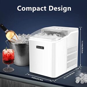 KUMIO Countertop Ice Maker, 9 Bullet Ice Ready in 6-8 Mins, 26.5lbs/24hrs, Self-Cleaning Portable Quiet Ice Machine with Ice Scoop& Basket, White