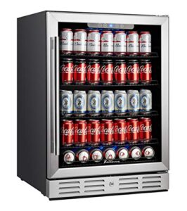 kalamera 24 inch beverage refrigerator - 154 cans capacity beverage cooler- fit perfectly into 24" space built in counter or freestanding - for soda, water, beer or wine - for kitchen, bar or office