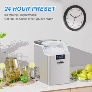HUMHOLD Nugget Ice Maker Countertop, 44Lbs Pebble Ice Per Day, 24Hrs Preset Program with Automatic Self Cleaning Function, Mini Pellet Ice Cubes Maker Machine for Home/Kitchen/Office/RV