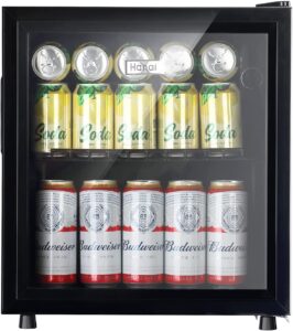 mini fridge glass door 60 cans beverage cooler refrigerator mini beer fridge 1.6 cu.ft organizer for drinks soda wine small refrigerator with blue led for home office dorm
