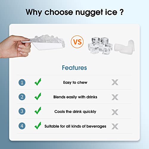 CROWNFUL Nugget Ice Maker Countertop, Makes 26lbs Crunchy ice in 24H, 3lbs Basket at a time, Portable Self-Cleaning Pebble Ice Machine, with Scoop and Basket for Home/Kitchen/Office/Bar