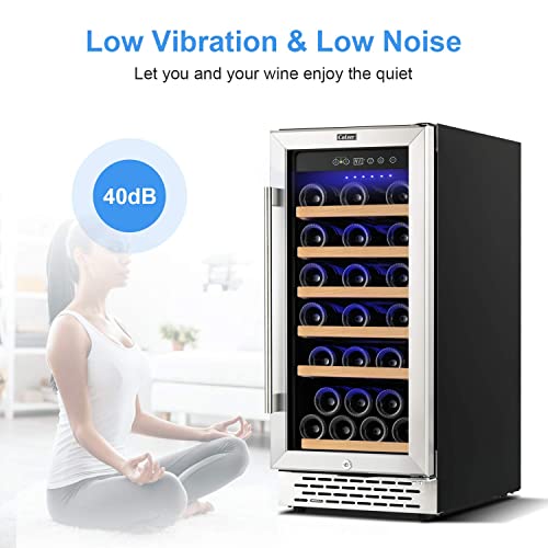 COLZER 15 Inch Wine Cooler Refrigerators, 30 Bottle Fast Cooling Low Noise and No Fog Wine Fridge with Professional Compressor Stainless Steel, Digital Temperature Control Screen Built-in Freestanding