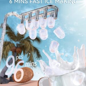 ecozy Portable Ice Maker Countertop, 9 Cubes Ready in 6 Mins, 26 lbs in 24 Hours, Self-Cleaning Machine with Ice Bags/Standing Ice Scoop/Ice Basket for Kitchen Office Bar Party, Aqua