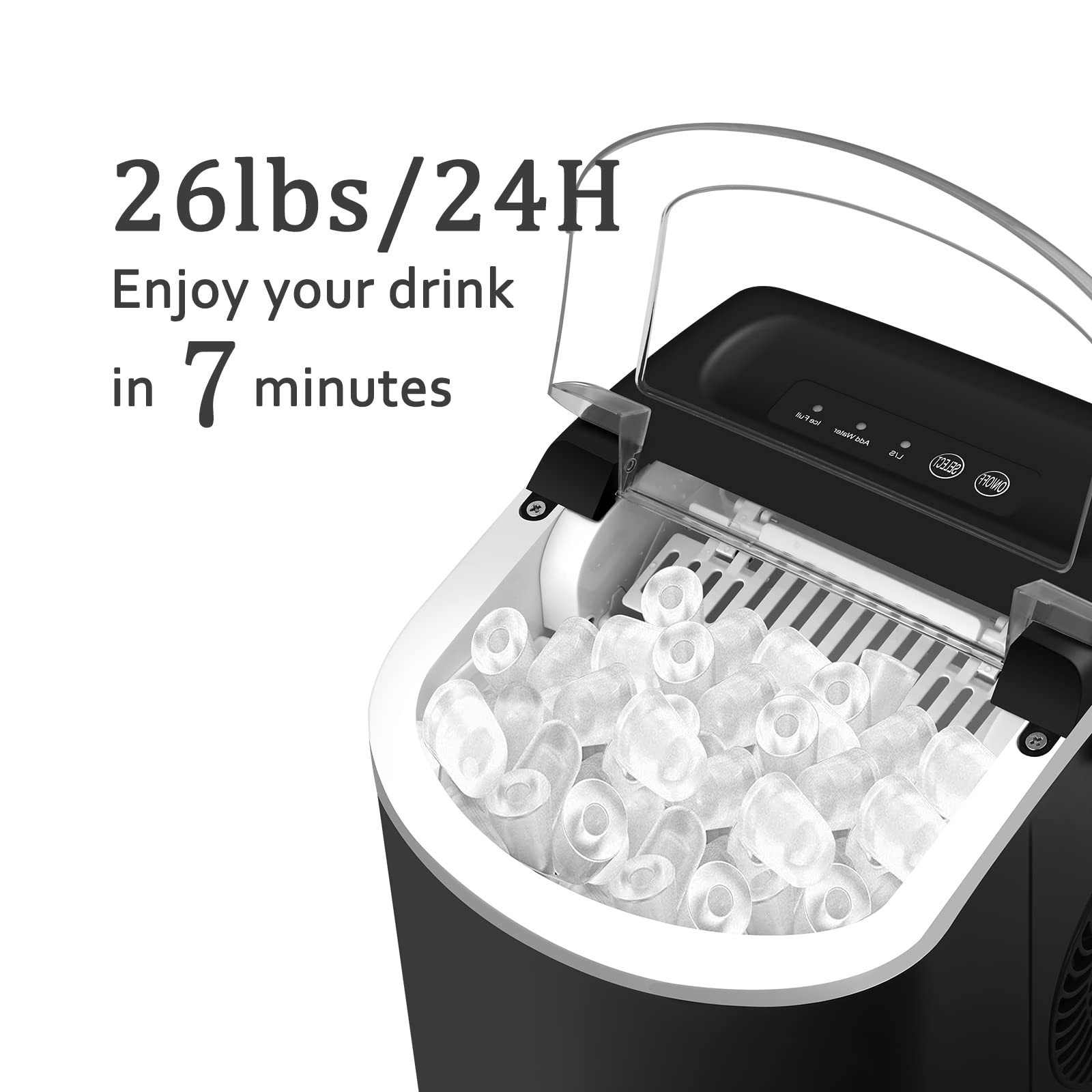 HAILANG Portable Ice Maker Machine for Countertop, 2 Sizes Bullet Shaped Ice, 9 Ice Cubes Ready in 7 Minutes, with Ice Scoop and Basket for Home/Office/Bar