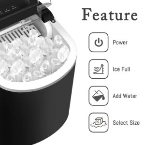 HAILANG Portable Ice Maker Machine for Countertop, 2 Sizes Bullet Shaped Ice, 9 Ice Cubes Ready in 7 Minutes, with Ice Scoop and Basket for Home/Office/Bar