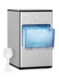 hicozy nugget ice makers countertop, compact crushed ice maker, produce ice in 5 mins, 55lb per day, self-cleaning and automatic water refill, suitable for home, office (black)