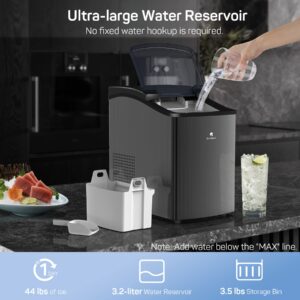Dr.Prepare Countertop Nugget Ice Maker, Pebble Ice Machine, Produces Ice in 8 Mins, 40 lbs Per Day, 3.2L Large Water Tank, Self Cleaning, for Home, Office and Bar