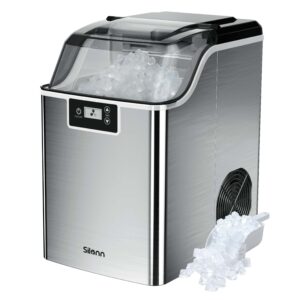 silonn compact nugget ice maker，44lbs/day pellet ice maker machine with timer & self-cleaning function, portable countertop ice maker for home, office, bar, perfect for cocktails & smoothies