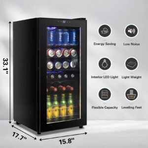 Anukis 3.2 Cu.Ft Beverage Refrigerator Cooler with Touch Control, Auto Defrost Beer Fridge/Removable Shelves for Home&Office